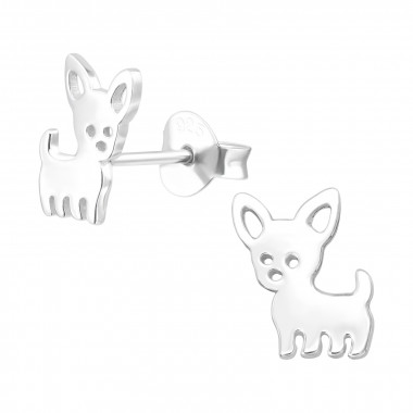 Dog - 925 Sterling Silver Kids Plain Ear Studs SD40473