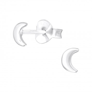 Moon - 925 Sterling Silver Kids Plain Ear Studs SD40901