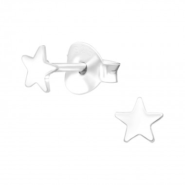 Star - 925 Sterling Silver Kids Plain Ear Studs SD41159
