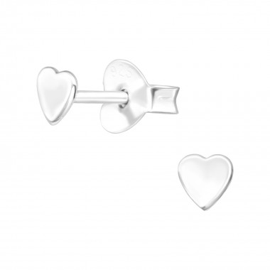 Heart - 925 Sterling Silver Kids Plain Ear Studs SD41166