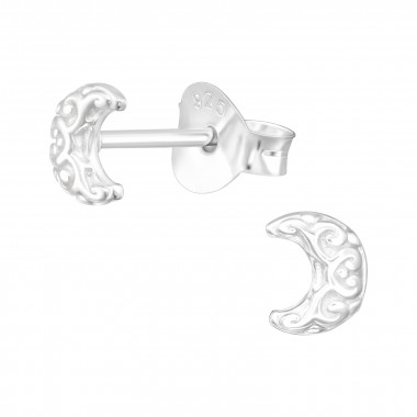 Moon - 925 Sterling Silver Kids Plain Ear Studs SD41303