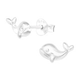 Dolphin - 925 Sterling Silver Kids Plain Ear Studs SD41316