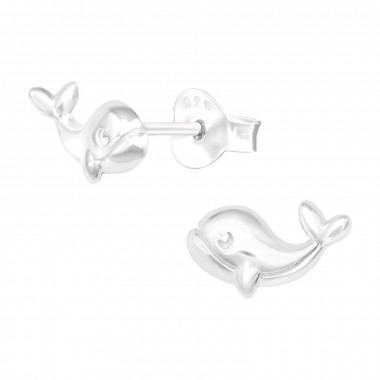 Dolphin - 925 Sterling Silver Kids Plain Ear Studs SD41316