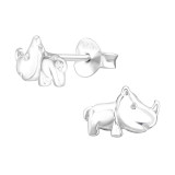 Rhinoceros - 925 Sterling Silver Kids Plain Ear Studs SD41331