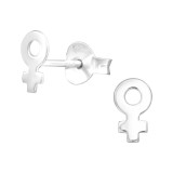 Female Gender Sign - 925 Sterling Silver Kids Plain Ear Studs SD41454