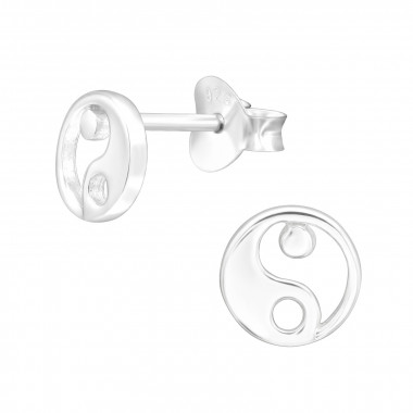 Yin-Yang - 925 Sterling Silver Kids Plain Ear Studs SD42338