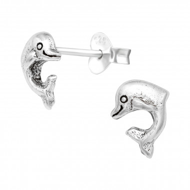 Dolphin - 925 Sterling Silver Kids Plain Ear Studs SD42471