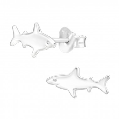 Shark - 925 Sterling Silver Kids Plain Ear Studs SD42949