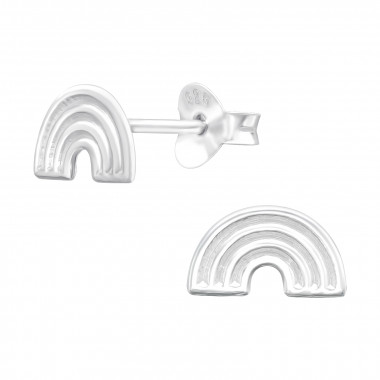 Rainbow - 925 Sterling Silver Kids Plain Ear Studs SD42951