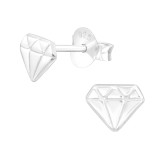 Diamond Shaped - 925 Sterling Silver Kids Plain Ear Studs SD42953