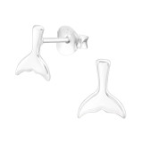 Whale's Tail Fin - 925 Sterling Silver Kids Plain Ear Studs SD43099