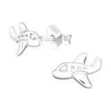 Airplane - 925 Sterling Silver Kids Plain Ear Studs SD43110