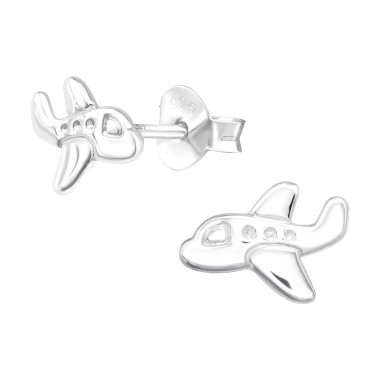 Airplane - 925 Sterling Silver Kids Plain Ear Studs SD43110