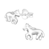 Horse - 925 Sterling Silver Kids Plain Ear Studs SD4344