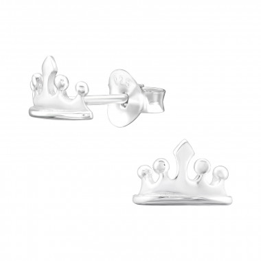 Crown - 925 Sterling Silver Kids Plain Ear Studs SD43518