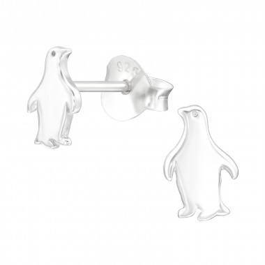 Penguin - 925 Sterling Silver Kids Plain Ear Studs SD43521