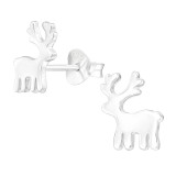Reindeer - 925 Sterling Silver Kids Plain Ear Studs SD43522