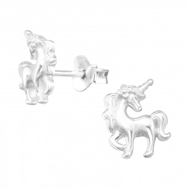 Unicorn - 925 Sterling Silver Kids Plain Ear Studs SD43739