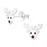 Reindeer - 925 Sterling Silver Kids Plain Ear Studs SD43882