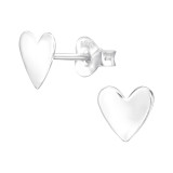 Heart - 925 Sterling Silver Kids Plain Ear Studs SD43896