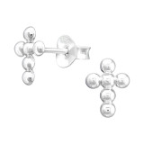 Cross - 925 Sterling Silver Kids Plain Ear Studs SD43897