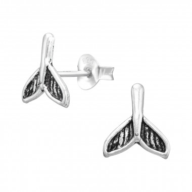 Whale's Tail - 925 Sterling Silver Kids Plain Ear Studs SD43900