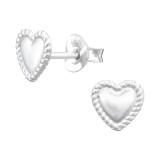 Heart - 925 Sterling Silver Kids Plain Ear Studs SD43906