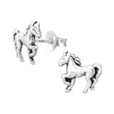 Horse - 925 Sterling Silver Kids Plain Ear Studs SD44046