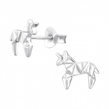 Unicorn - 925 Sterling Silver Kids Plain Ear Studs SD44162