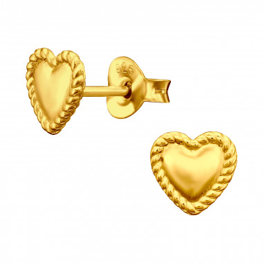 Heart - 925 Sterling Silver Kids Plain Ear Studs SD44547