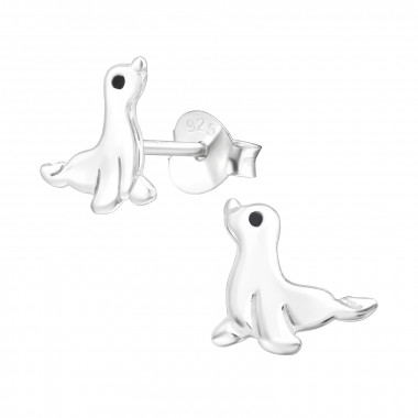 Seal - 925 Sterling Silver Kids Plain Ear Studs SD44550