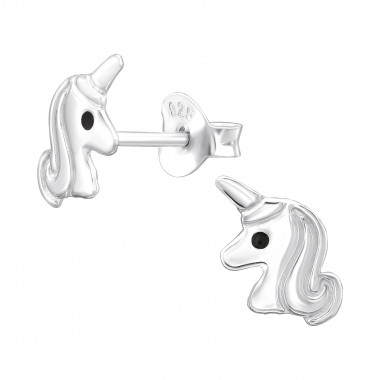 Unicorn - 925 Sterling Silver Kids Plain Ear Studs SD44656