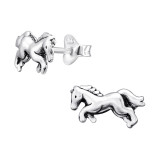 Horse - 925 Sterling Silver Kids Plain Ear Studs SD44658