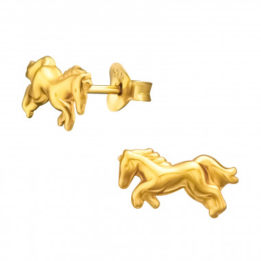 Horse - 925 Sterling Silver Kids Plain Ear Studs SD44659