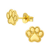 Paw Print - 925 Sterling Silver Kids Plain Ear Studs SD44737