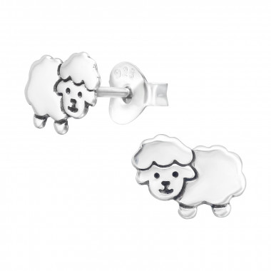 Sheep - 925 Sterling Silver Kids Plain Ear Studs SD44896