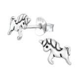 Unicorn - 925 Sterling Silver Kids Plain Ear Studs SD44897