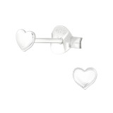Heart - 925 Sterling Silver Kids Plain Ear Studs SD45177