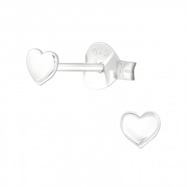 Heart - 925 Sterling Silver Kids Plain Ear Studs SD45177