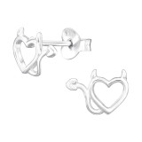 Heart - 925 Sterling Silver Kids Plain Ear Studs SD45337