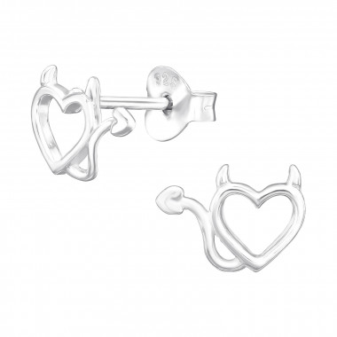 Heart - 925 Sterling Silver Kids Plain Ear Studs SD45337