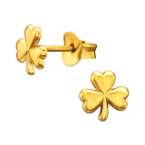 Three-Leaf Clover - 925 Sterling Silver Kids Plain Ear Studs SD45349