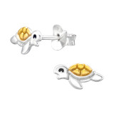 Turtle - 925 Sterling Silver Kids Plain Ear Studs SD45917