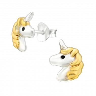 Unicorn - 925 Sterling Silver Kids Plain Ear Studs SD45921