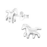 Horse - 925 Sterling Silver Kids Plain Ear Studs SD46102