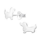 Dachshund - 925 Sterling Silver Kids Plain Ear Studs SD46575