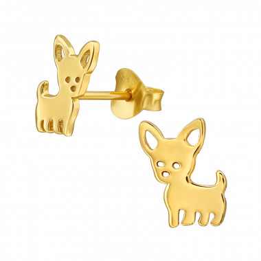 Dog - 925 Sterling Silver Kids Plain Ear Studs SD47427