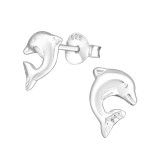 Dolphin - 925 Sterling Silver Kids Plain Ear Studs SD6664