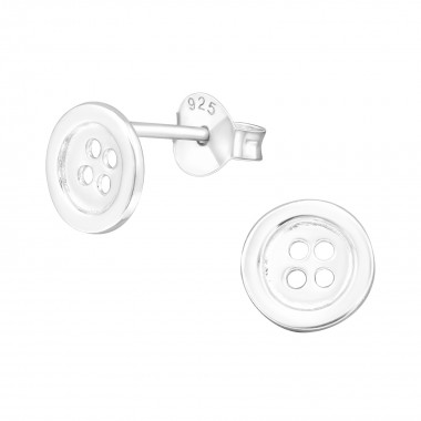 Button - 925 Sterling Silver Kids Plain Ear Studs SD6829