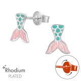 Mermaid Tail Screw Back - 925 Sterling Silver Premium Kids Jewelry SD48196
